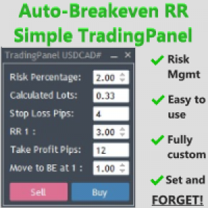 MT4-Auto Breakeven RR Simple TradingPanel